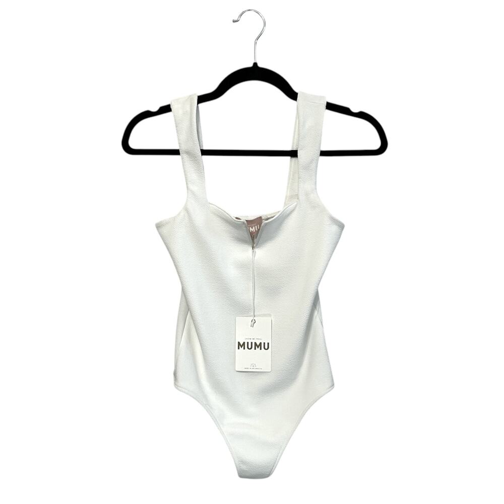 Show Me Your Mumu Arlo Bodysuit NWT Womens Sz XS Bone Fitted Casual Chic Stretch